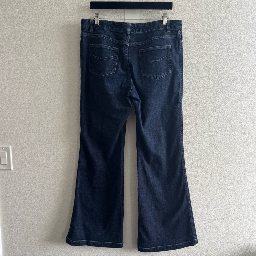 J. Jill Flare Leg Dark Wash Blue Jeans Cotton Stretch - Picture 3 of 11